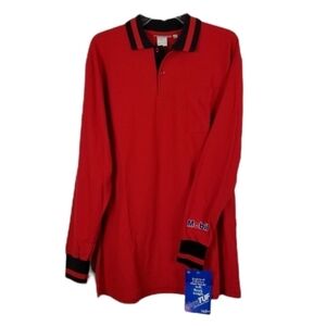 Vintage Mobil Gas Men's Polo Mechanic Long Sleeve Shirt Work NOS Crest Large